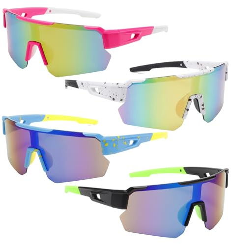HDGSAFD 4 Paires De Lunettes De Soleil De Sport Colorées, Lunettes De Protection UV, Équipement De Protection Oculaire Unisexe, Adaptées Aux Activités De Plein Air.