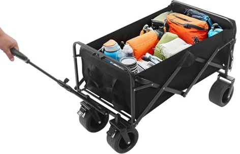Bollervagn, vikbar handvagn, 150 kg, lastbar, transportvagn, bärbar, strandvagn, trädgårdsvagn för camping, trädgård, shopping