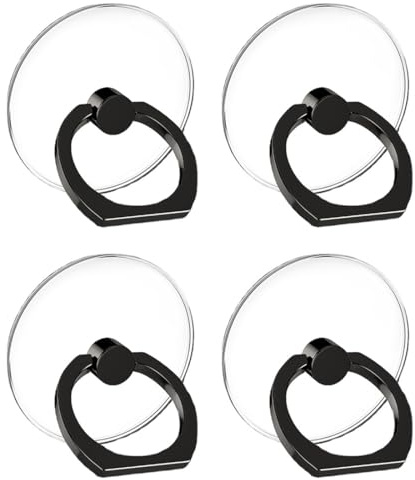 PLABBDPL 1 Pezzi Trasparente Supporto per anello per cellulare Universale Cellulare Anello Rotazione 360° Gradi Smartphone Ring, Anello Supporto Ring Cellulare, per Tutti Gli Smartphone e Tablet, Nero