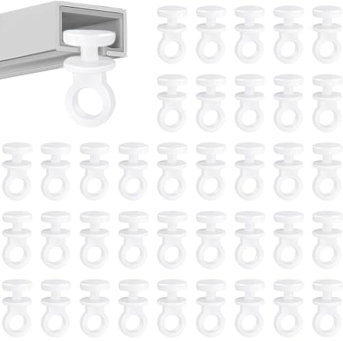 SWYZOR 100 Piezas de plástico Cortina Rodillos Deslizador Cortina Blanco riel Deslizante Ganchos Cortina Rodillos Cortina Ganchos para rieles para Cortinas la Ventana Cortina la Puerta Cortinas Ducha