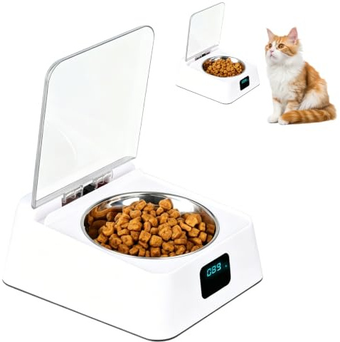 Comedero automático para gatos, comedero automático con tapa de detector de movimiento, hermético contra olores e insectos, comedero automático para perros pequeños y medianos gatos, mojado y seco