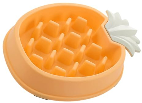 YARNOW Gamelle Bol Anti-avalement pour Chien et Chat à Alimentation Lente en PP Forme Ananas, Réduit Le Risque de Ballonnement Jaune Pratique et Sûr pour Voyage