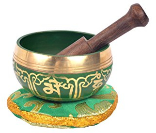 Tibetansk Om Mani Padme Hum symbol sjungskål - SING1049GRN