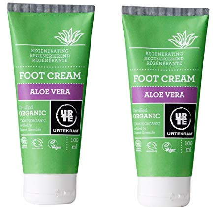 Urtekram Aloe Vera Fußcreme mit einem frischen Duft aus Menthol und Rosmarin, 2 x 100ml