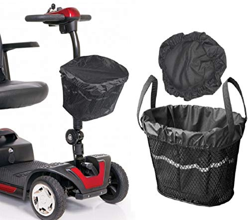 Universal Mobility Scooter Front Basket Liner & Rain Cover – Waterproof, Lightweight Scooter Basket Bag Liner with Reflective Strip, Adjustable Fit, Collapsible Storage in Multiple Colours (Black)