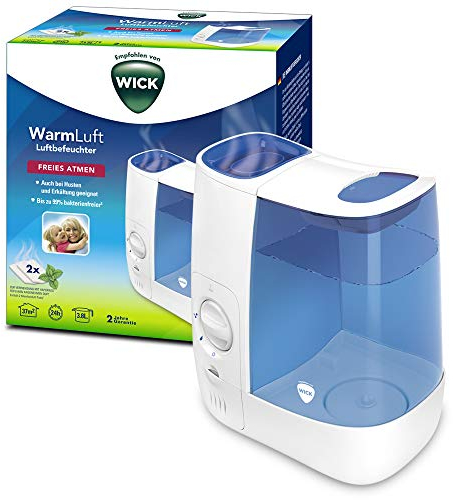 Wick Warmluft-Luftbefeuchter – 3,8-l-Wassertank – Angenehmerer Schlaf – Bis zu 99 % bakterienfreier Nebel – für Räume bis zu 37 m² – Pad mit ätherischen Ölen inklusive – WH845