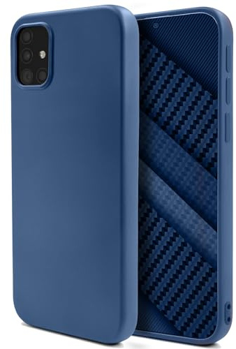 Moozy Lifestyle. Hülle für Samsung A51, Mitternachtsblau - Silikon Handyhülle Schutzhülle mit Mattem Finish und Weichem Mikrofaserfutter