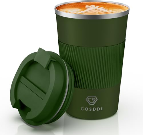 CS COSDDI 12 oz Stainless Steel Vacuum Insulated Tumbler - Coffee Travel Mug Spill Proof with Lid - coffee Cup for Keep Hot/Ice Coffee,Tea and Beer (3rd Green)