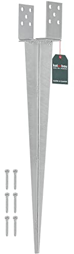 KOTARBAU® Support de Poteau a Enfoncer 0 – 120 mm Support Poteau Bois Pied de Poteau Reglable Galvanisé à Chaud Acier Argent Ancre à Enfoncer Fixation Poteau Bois Douille de Sol