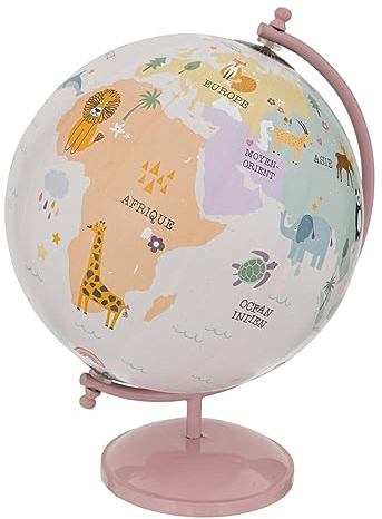 ATMOSPHERA CREATEUR D'INTERIEUR - Mappamondo per Bambini d.20cm Base in Metallo Rosa