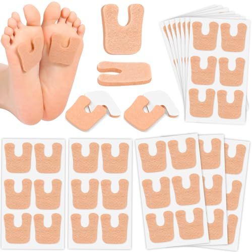 Jollidecor Callus Cushions U Shaped Felt Callus Pads Self Adhesive Foot Pads, 72Pcs Keep Calluses from Rubbing on Shoes Adhesive Pads for Men and Women, Brown