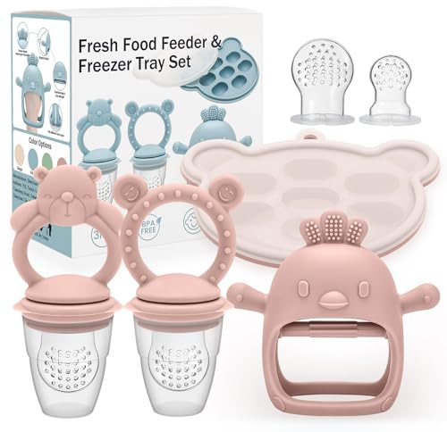 Baby Fruit Food Feeder, Includes Silicone Breast Milk Popsicle Freezer Mold