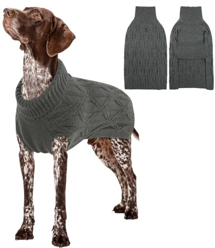 Suéter para Perros/Gatos, Jersey Cálido Perros Ropa de Invierno Cómoda Abrigo para Mascotas Disfraz Cachorros Chaqueta Vestidos para Gatos Pequeños/Medianos Perros(Gris, XL)