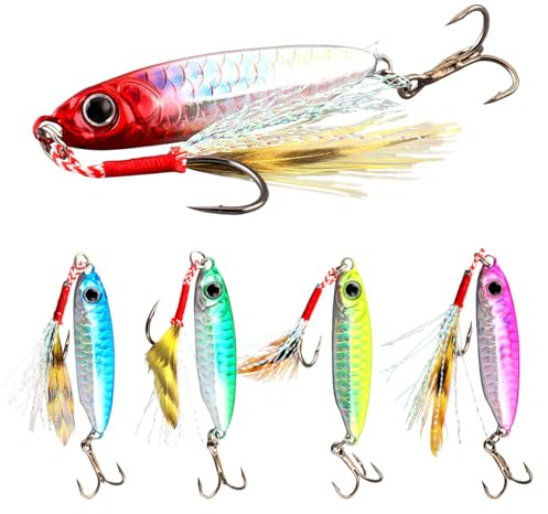 Señuelos de Pesca Que Se Hunden, WASAGA 5 Piezas 7g/10g/15g/20g/25g/30g Plantillas de Cebos de Pescado Giratorios Duros de Metal para Perca de Trucha Lucio de Lubina de Salmón (15g)
