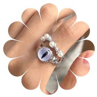 Xduargs Bague Boho Doigt Oeil Diabolique Bague Punk Argent Oeil Perle Bague Ouverte Oeil Opale Vintage Bague Articulée Oeil Diabolique Ajustable Bague Superposée Oeil Diabolique Bijoux Pour Femmes