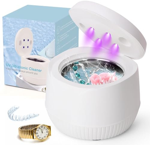 Famisym Ultrasonic Cleaner for Dentures, Retainer, Aligner, Toothbrush Head, Whitening Trays, Mouthguards, 45KHz Ultrasonic Cleaner Machine for All Dental Appliances