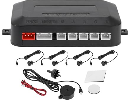 Motoforti Reverse Backup Radar Parking System 4 Pcs Parking Sensors Black | Universal Car Auto Vehicle Reverse Parking Sensors, Alarm Buzzer Reminder Distance Detection, 4 Parking Sensors