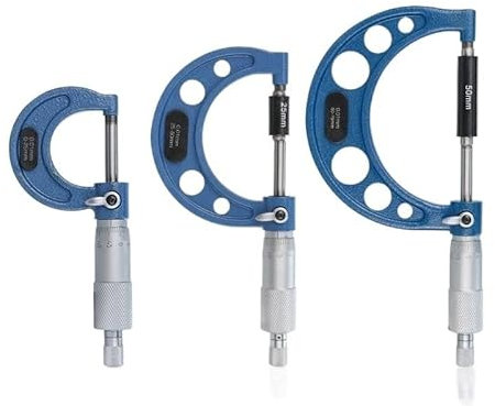 Micromètre extérieur, Micromètre 3PCS 0-25/50/75mm extérieur Mireccometer Portez la précision de l'acier 0.01mm Outil de mesure de diamètre extérieur, Outil de mesure