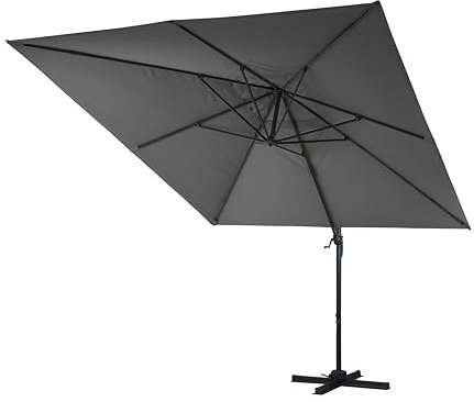 Gardissimo Ampelschirm mit Ständer Cannes 350x270 cm anthrazit, lange Seite nach vorne, mit UV Schutz 50+, Kurbel, 360 Grad drehbar, rechteckig, Kurbelschirm, Marktschirm, Sonnenschirm