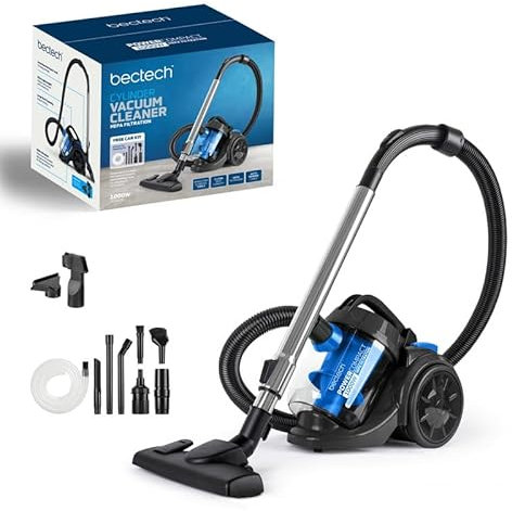 Powerful Cylinder Vacuum Cleaner 1000W | High Efficiency Motor | Includes Car Cleaning Kit | Compact 3 Litre Cleaner Multi-Tool | Pet Hair | Bagless Vacuum Cleaner | For Hard Floor Carpet Upholstery