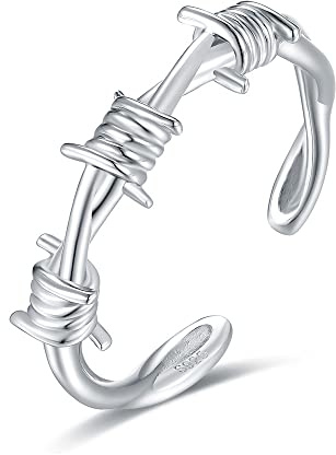 Anello Regolabile per Le Donne - S925 Apri Corona sponda Regolabile di Anello di Filo Spine a Torsione per Donne, Reggiseno dell'albero