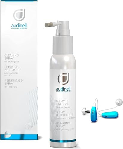 Spray nettoyant (100ml) + brosse - Sans alcool - Dissout, nettoie, élimine le cérumen et la sueur des aides auditives, écouteurs, moniteurs intra-auriculaires