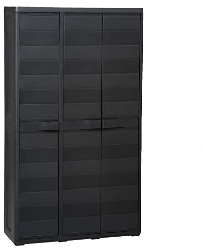 Mandloder Armoire de jardin avec 3 portes et 4 étagères réglables, en polypropylène, 97 x 38 x 171 cm, certifiée TÜV-GS, pour extérieur, garage, débarras et rangement de terrasse