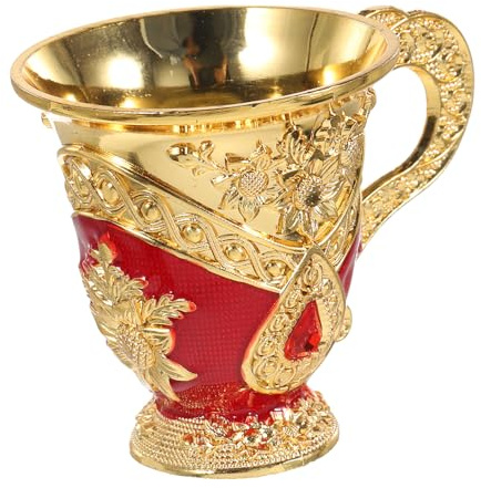 VANZACK Copa de Licor Retro de Metal Europeo Vaso Reutilizable para Fiesta y Hogar Diseño Vintage Elegante Color Rojo