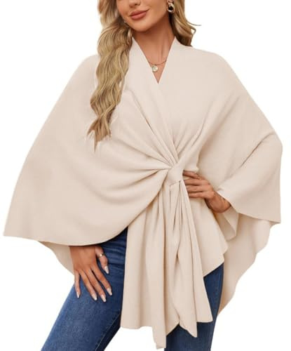 EUDOLAH Mujer Chal Elegante de Punto Abrigo Tipo Capa Bufanda Cape sCárdigan Chal Corto y Cálido