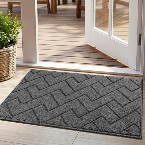 Tuocal Door Mats Indoor, 50 x 80 cm Dirt Trapping Door Mat Non-Slip Low Profile Doormats Machine Washable Super Absorbent Entry Rug for Entryway Front Door, Back Door, Muddy Shoes and Paws