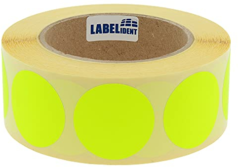 Markierungspunkte neongelb - Ø 40 mm - 1.000 bunte Klebepunkte auf 1 Rolle(n), 40 mm Kern, Papier, Inventuretiketten selbstklebend