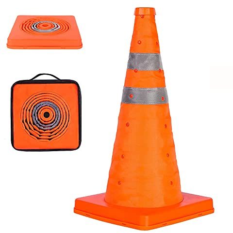 Cônes de sécurité de la Circulation Pliables, 1 cônes Pop - up Polyvalents avec Cercles réfléchissants pour Le stationnement Routier, la Pratique de la Conduite (1, 45cm)