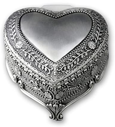 BinkeGG Tin Alloy Heart Shaped Wind up Music Box with Sankyo Musical Mechanism Tune: Davy Jones (Pirates of The Caribbean)