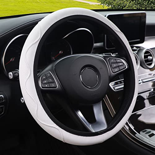 Coprivolante in pelle PU, 37 – 38 cm, universale, antiscivolo, per l'estate, l'inverno, colore bianco