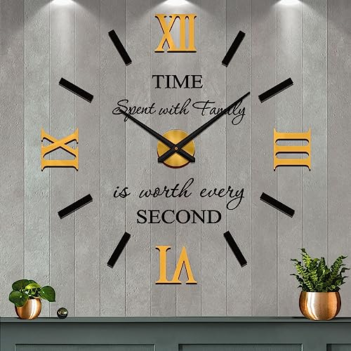 Vangold Moderne Mute 3D DIY Große wanduhren XXL Aufkleber Wand Uhr für Home Office Dekoration Geschenk