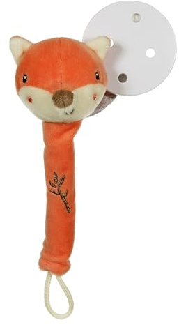 GIPSY TOYS – PELUCHE ACCROCHE-TETINE RENARD – GAMME « BAMBOO » - 13 CM S/CARTE – ORANGE ET BEIGE – 1ER AGE