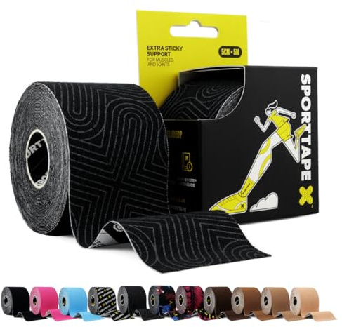SPORTTAPE Kinesiology Tape, 5cm x 5m, Platinum - Waterproof, Hypoallergenic | Kinetic Physio Tape for Muscle Injury Recovery, Sports Strapping, Knee Pain, Joint Support & Blisters - Single Uncut Rolls