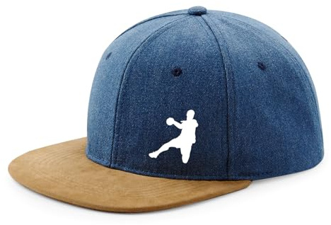 Huuraa Cappy Mütze Handball Silhouette Denim Baumwolle und Polyester Snapback Kappe Geschenkidee
