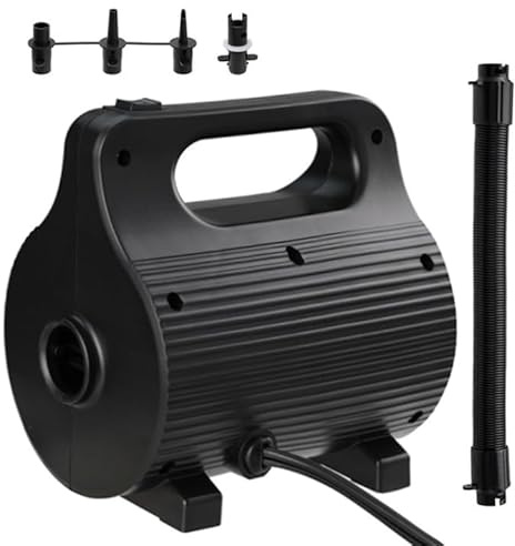 KIKILIVE Tragbare 4-Düsen Luftpumpe 400W-600W | Ultraschnelles Aufpumpen für Matratzen, Pools & Schwimmhilfen (AC220-240V)