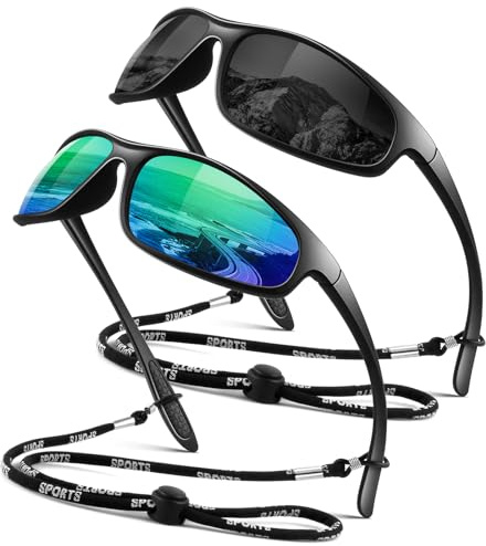 LINVO Polariserade solglasögon för män, kvinnor, lätta med full omslag, 100% UV400, sport, ram, fiske, cykling