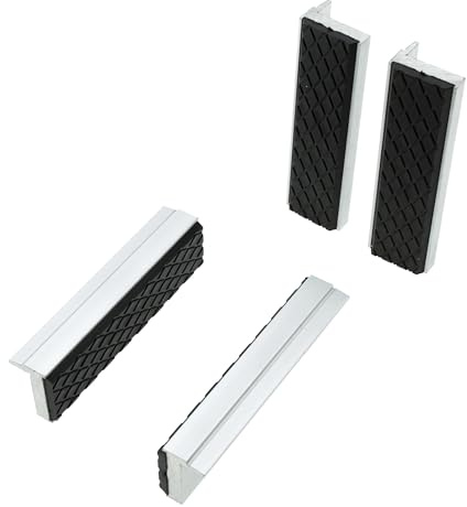 der kleine Handwerker 4 x Magnetische Schutzbacken 100mm – Gummiert mit Diamantprofil | Schonbacken für Schraubstock – Schutzauflagen für Werkstücke