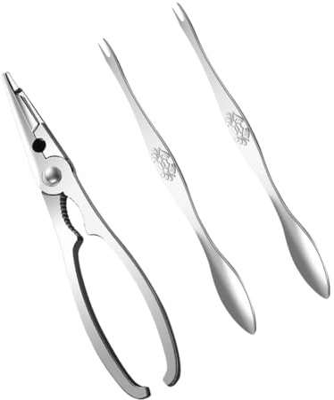 LIFKOME Herramientas para Acero Inoxidable Tenazas y Tenedores para Cangrejo Diseño Ergonómico Antideslizante para Fiesta de Mariscos Cocina Hogar