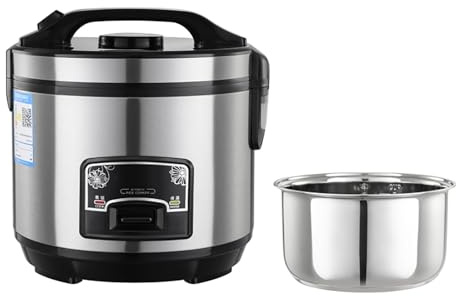 Arrocera con vaporera, capacidad de 2 a 6 litros, olla interior de acero inoxidable, ideal para cocinar arroz y cocinar verduras al vapor, aislamiento inteligente para un rendimiento óptimo