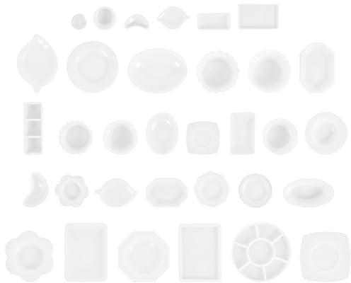Abaodam Set de Vajilla en Miniatura para Casa de Muñecas, 33 Piezas de Utensilios de Cocina en Miniatura de Plástico, Mini Platos, Tazas y Cuencos para Decoración y Juegos de Colección