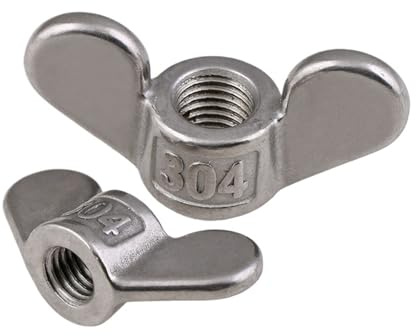 YAKUFAST Dado ad alette M4 M5 M6 M8 M10 M12 in acciaio inossidabile 304 con grandi orecchie, dado a serraggio manuale, dado ad alette, dado a farfalla, lingotto, due dadi a griffe(M5 x 10pcs)