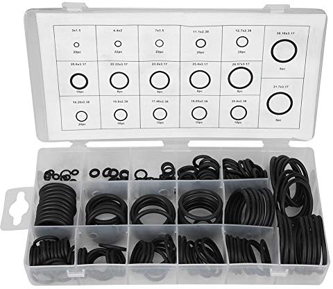 222 delar gummi O-ring tätningssortiment set |NBR O-ringset för bil/VVS-arbete/pneumatisk punkteringsreparation |17 storlekar, 3 mm – 31,7 mm, återanvändbart gummi