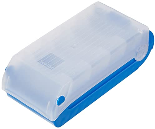 TimeTEX - Karteikasten aus robustem Kunststoff, A8, Halbtransparent mit einschiebbarem Deckel, 5-Fächer-Lernmethode, 20x9x6,5cm, Farbe: blau