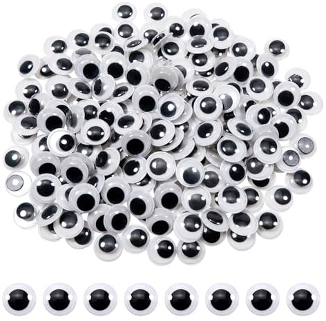 TOAOB 100 Piezas 12 mm Adhesivos Ojos Móviles Blanco Negro de Plástico Redondo Autoadhesivo Wiggle Eyes Utilizados para Manualidades de Scrapbooking Accesorios