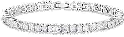 PAVOI 14K Gold Plated Cubic Zirconia Classic Tennis Bracelet | White Gold Bracelets for Women | 3mm CZ, 7 Inches