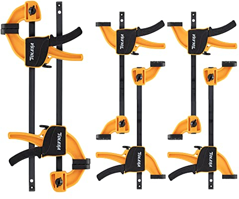 Serre-joints à Barres - TOLESA Mini Fast Clamp 20kg Load Extreme 6pc pinces et élingues légères à une main pinces en bois de 101mm et 152mm pouces pinces à force de serrage puissante